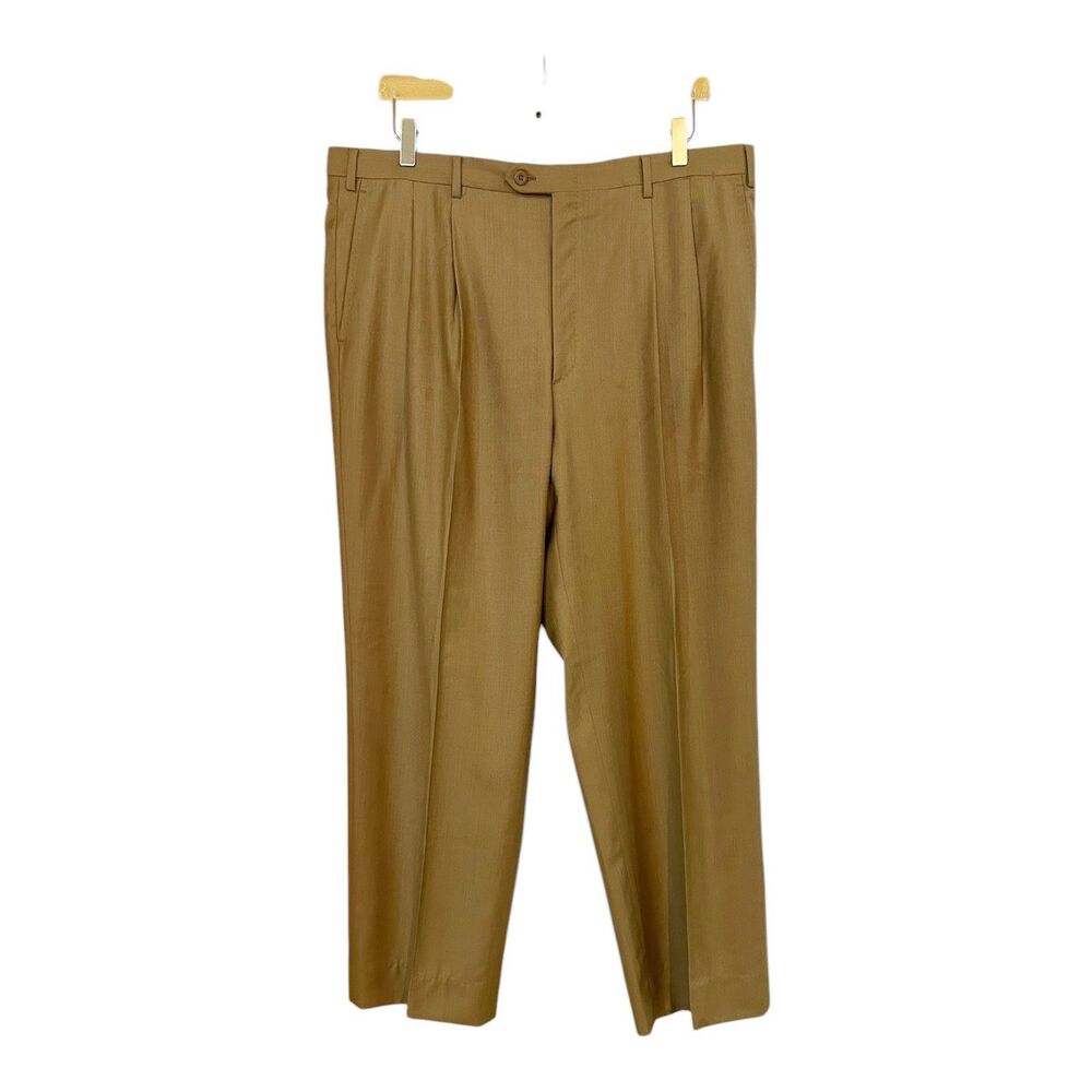 Brioni Men’s CANNES Pleated Wool Slacks Dress Pants Brown Sz 40R